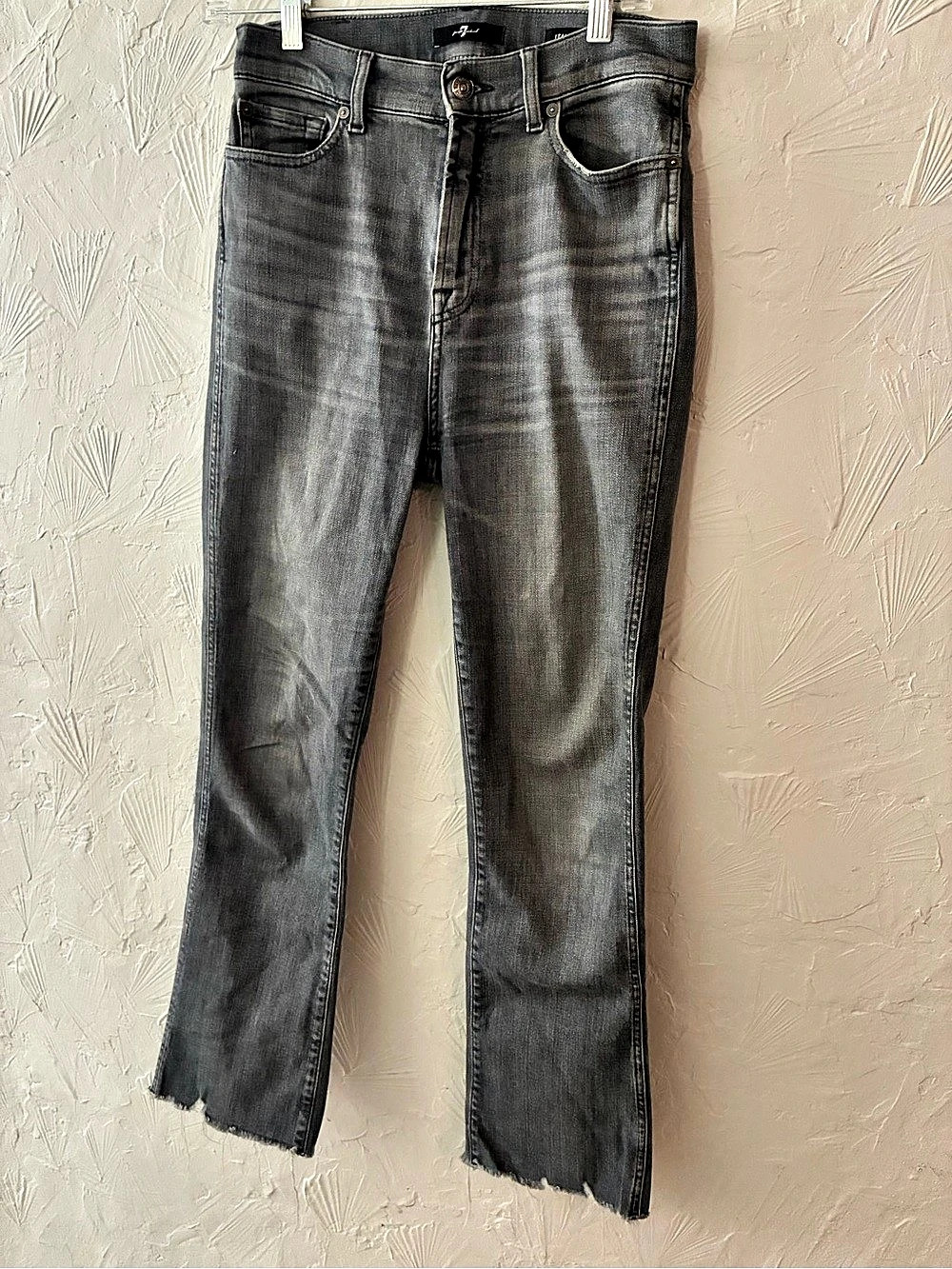 7 For All Mankind Gray cropped kick flare Jeans
